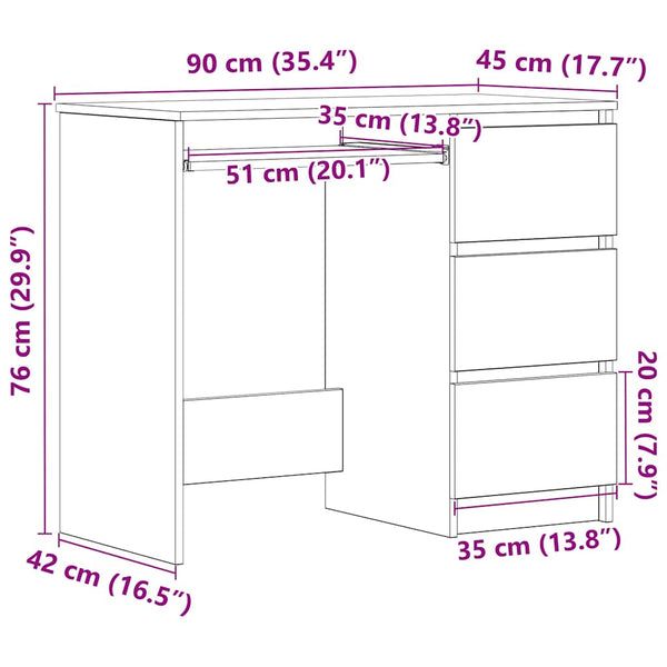 Grauer Schreibtisch Lupui 90x45x76cm (Holz)
