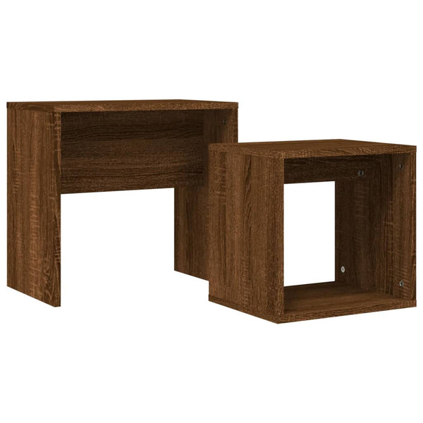 Braune Couchtische Leontna (2 Stück, Eichenholz)