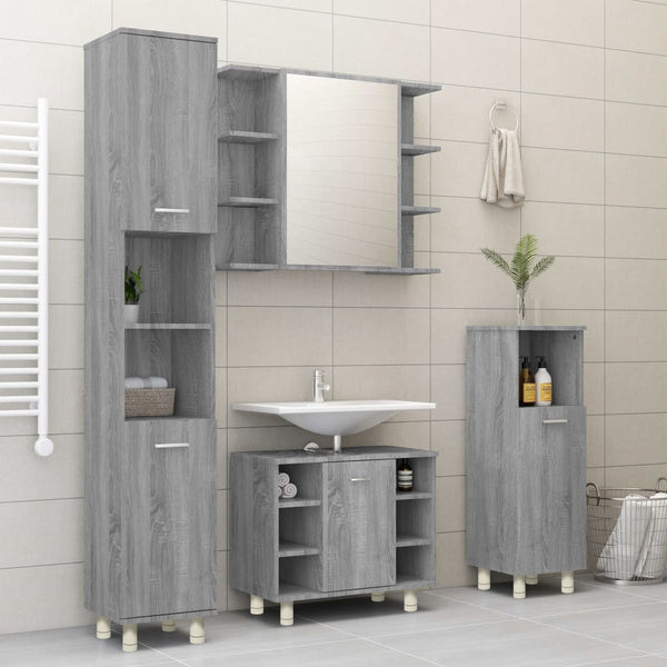 Grauer Badezimmerschrank Alecolina 30x30x95cm (Holz)