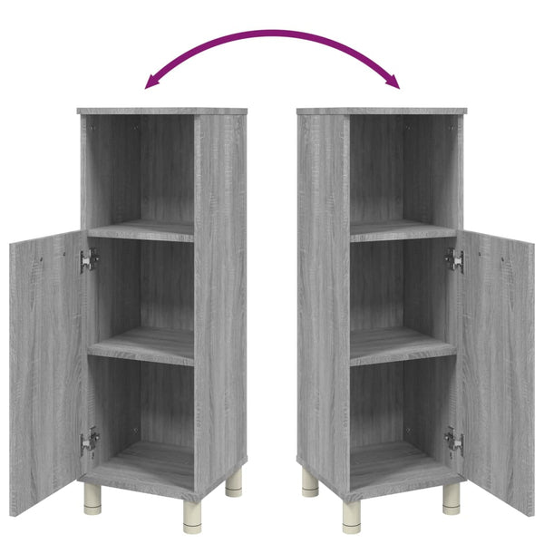 Grauer Badezimmerschrank Alecolina 30x30x95cm (Holz)