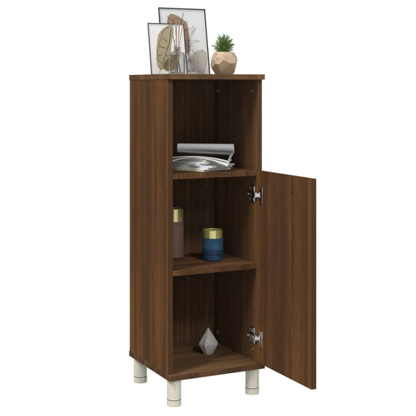 Braune Eiche Badezimmerschrank Alecolina 30x30x95cm (Holz)