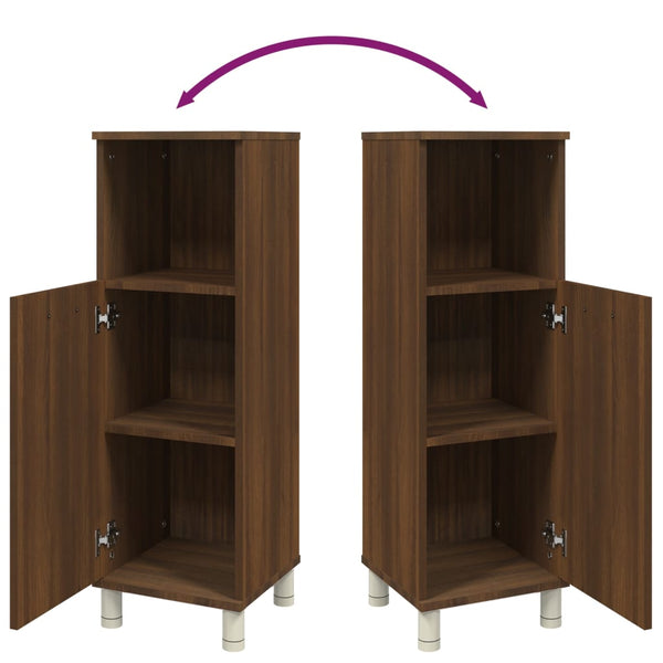 Braune Eiche Badezimmerschrank Alecolina 30x30x95cm (Holz)