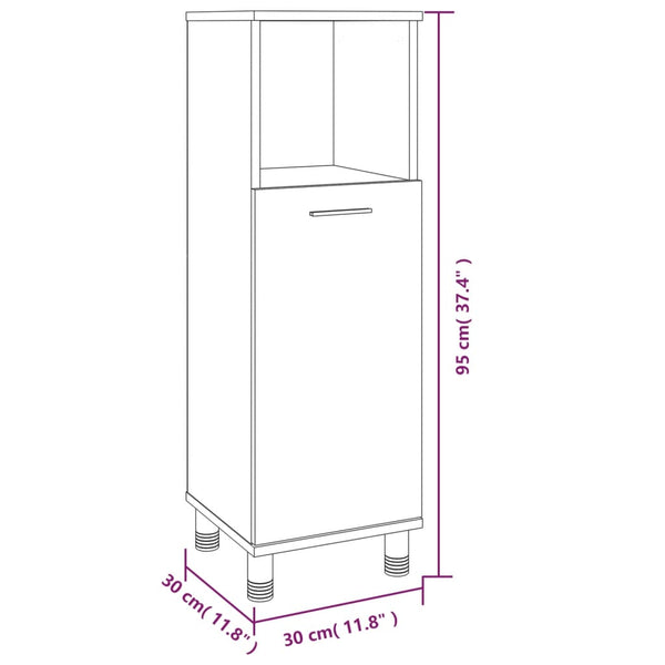 Braune Eiche Badezimmerschrank Alecolina 30x30x95cm (Holz)