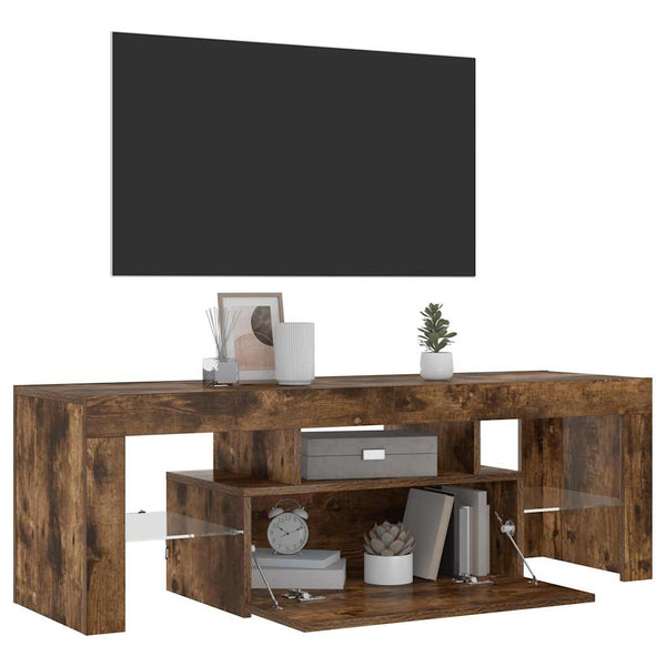 Räuchereiche TV-Schrank mit LED-Beleuchtung Lupeanu 120x35x40cm