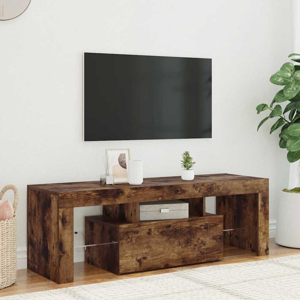 Räuchereiche TV-Schrank mit LED-Beleuchtung Lupeanu 120x35x40cm