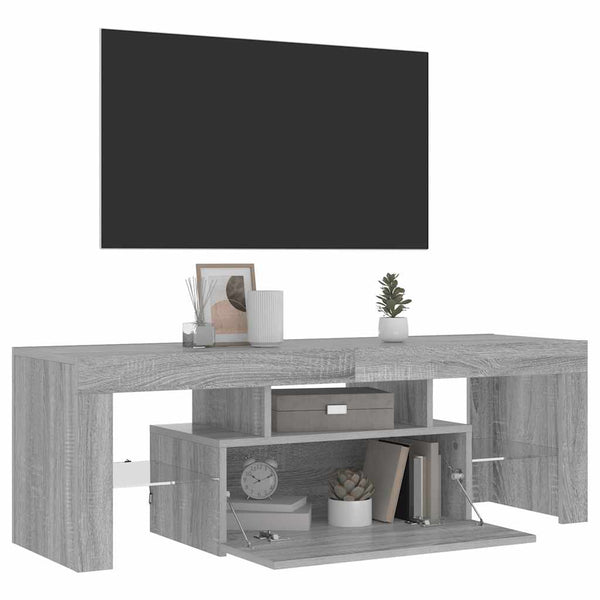 Graues TV-Möbel mit LED-Beleuchtung Lupeanu 120x35x40cm (Sonoma)