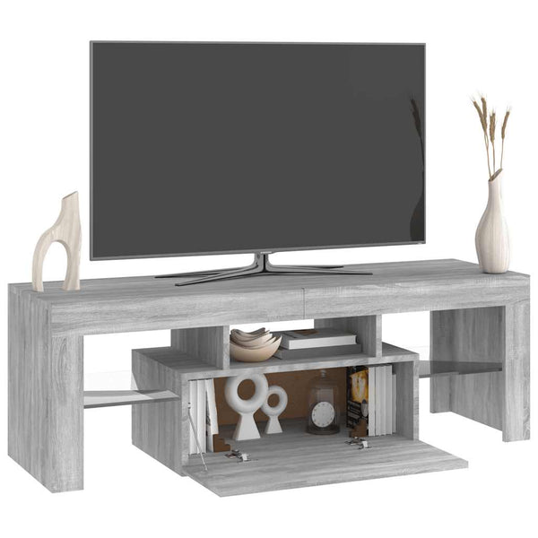Graues TV-Möbel mit LED-Beleuchtung Lupeanu 120x35x40cm (Sonoma)