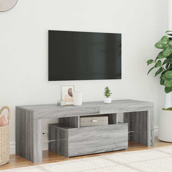 Graues TV-Möbel mit LED-Beleuchtung Lupeanu 120x35x40cm (Sonoma)