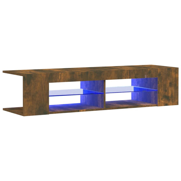 Räucher-Eiche TV-Lowboard mit LED-Beleuchtung Christelle 135x39x30cm