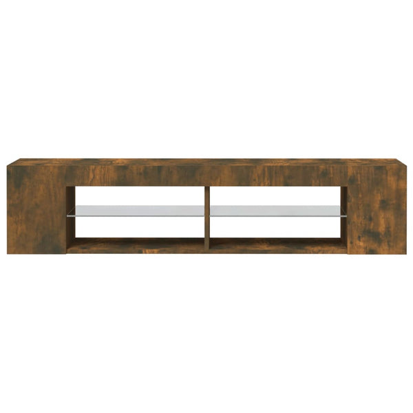 Räucher-Eiche TV-Lowboard mit LED-Beleuchtung Christelle 135x39x30cm