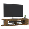 Räucher-Eiche TV-Lowboard mit LED-Beleuchtung Christelle 135x39x30cm