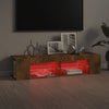 Räucher-Eiche TV-Lowboard mit LED-Beleuchtung Christelle 135x39x30cm