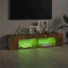 Räucher-Eiche TV-Lowboard mit LED-Beleuchtung Christelle 135x39x30cm