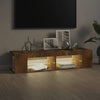 Räucher-Eiche TV-Lowboard mit LED-Beleuchtung Christelle 135x39x30cm