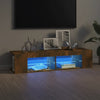 Räucher-Eiche TV-Lowboard mit LED-Beleuchtung Christelle 135x39x30cm