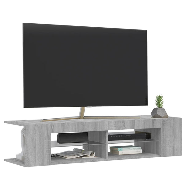Graues TV-Möbel mit LED-Beleuchtung Christelle 135x39x30cm (Sonoma)