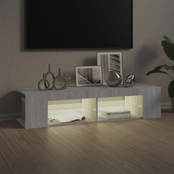 Graues TV-Möbel mit LED-Beleuchtung Christelle 135x39x30cm (Sonoma)