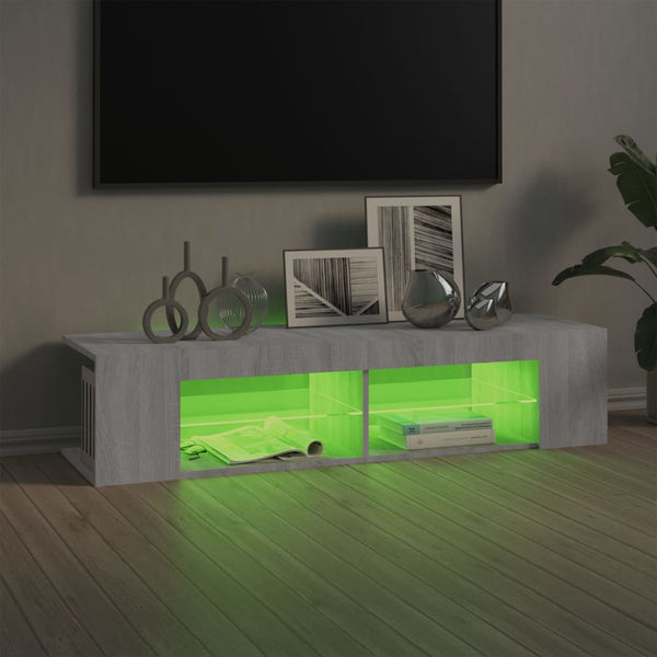 Graues TV-Möbel mit LED-Beleuchtung Christelle 135x39x30cm (Sonoma)