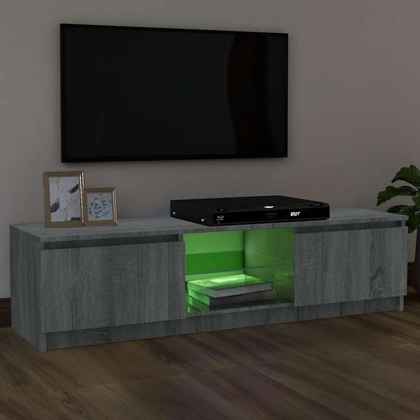 Graues TV-Möbel mit LED-Beleuchtung Dondos 120x30x35,5cm