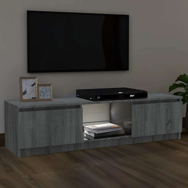Graues TV-Möbel mit LED-Beleuchtung Dondos 120x30x35,5cm