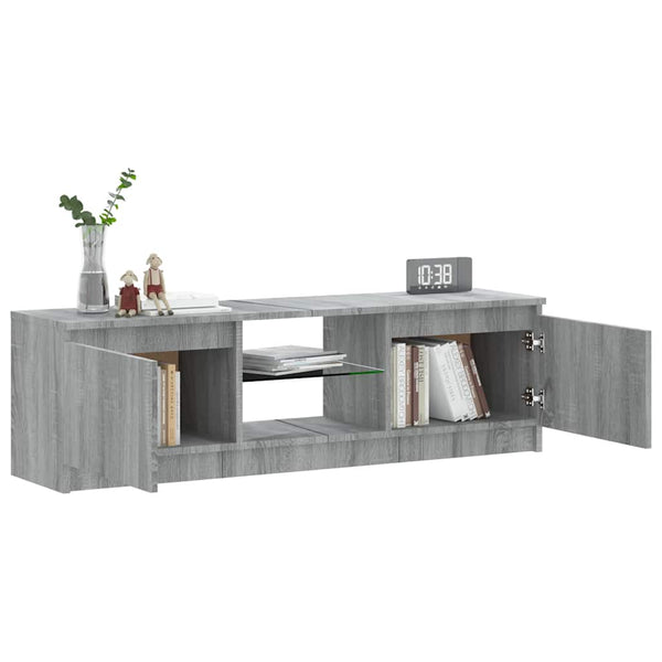 Graues TV-Möbel mit LED-Beleuchtung Dondos 120x30x35,5cm