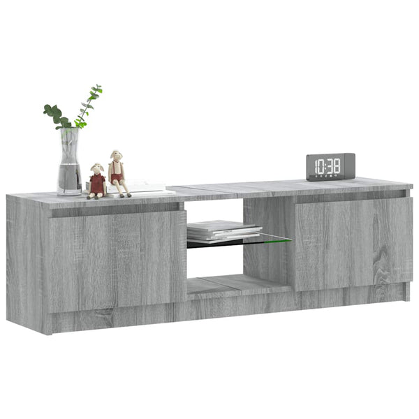 Graues TV-Möbel mit LED-Beleuchtung Dondos 120x30x35,5cm