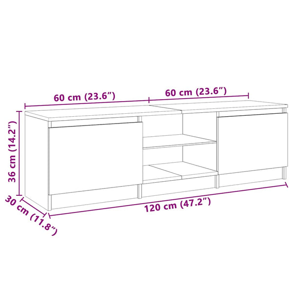 Graues TV-Möbel mit LED-Beleuchtung Dondos 120x30x35,5cm
