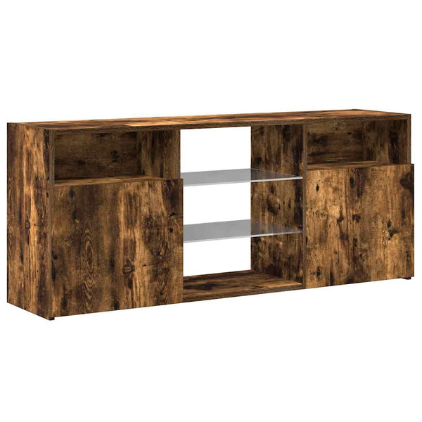 Räuchereichen-TV-Lowboard mit LED-Beleuchtung Zornia 120x30x50cm