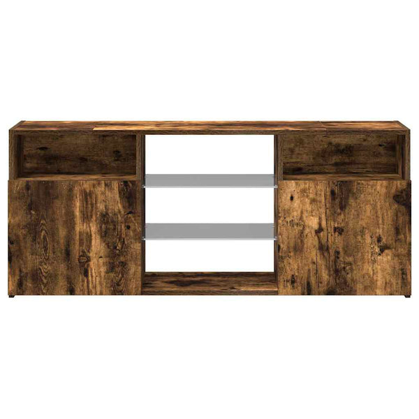 Räuchereichen-TV-Lowboard mit LED-Beleuchtung Zornia 120x30x50cm