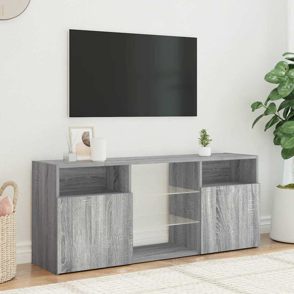 Graues TV-Möbel mit LED-Beleuchtung Zornia 120x30x50cm