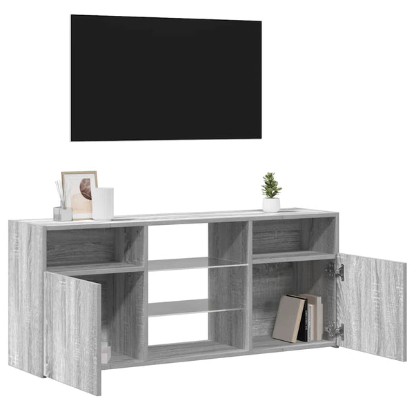 Graues TV-Möbel mit LED-Beleuchtung Zornia 120x30x50cm