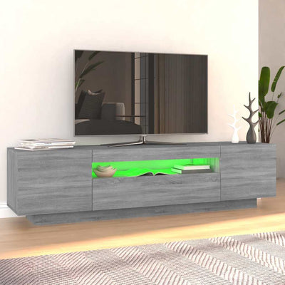 Graues TV-Möbel mit LED-Beleuchtung Filantropia 160x35x40cm (Sonoma)