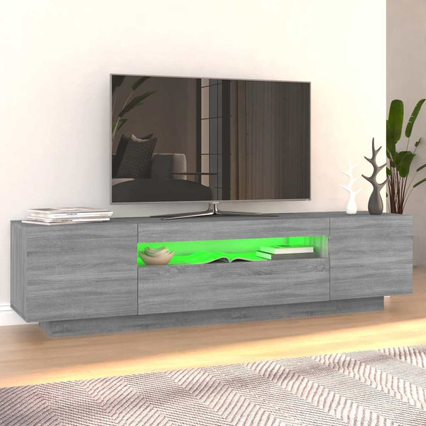 Graues TV-Möbel mit LED-Beleuchtung Filantropia 160x35x40cm (Sonoma)