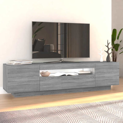 Graues TV-Möbel mit LED-Beleuchtung Filantropia 160x35x40cm (Sonoma)