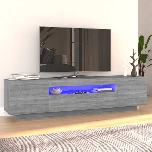 Graues TV-Möbel mit LED-Beleuchtung Filantropia 160x35x40cm (Sonoma)