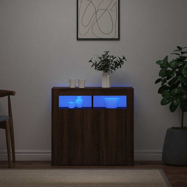 Anrichte Panaghia aus brauner Eiche mit LED-Beleuchtung 80x35x75cm