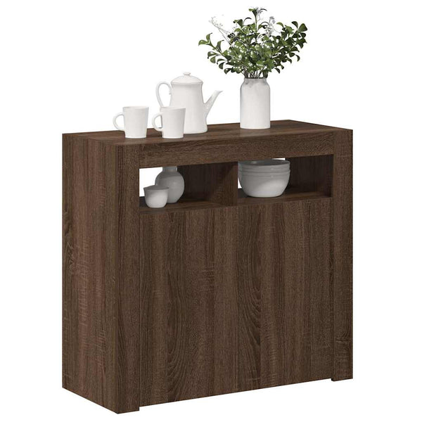 Anrichte Panaghia aus brauner Eiche mit LED-Beleuchtung 80x35x75cm