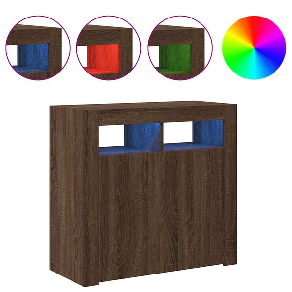 Anrichte Panaghia aus brauner Eiche mit LED-Beleuchtung 80x35x75cm
