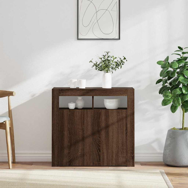 Anrichte Panaghia aus brauner Eiche mit LED-Beleuchtung 80x35x75cm