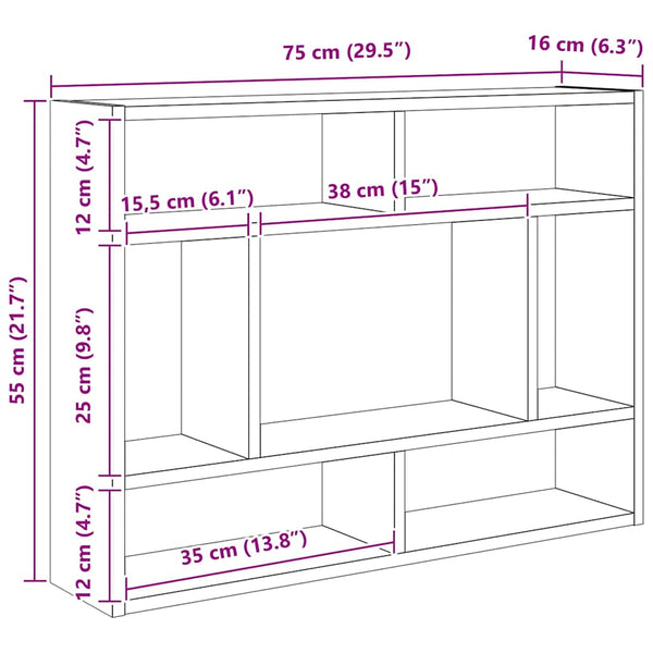 Räuchereiche Wandregal Cociuba 75x16x55cm (Holz)