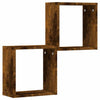 Wandwürfelregale aus geräucherter Eiche Annemona 30x15x30cm (2 Stück)