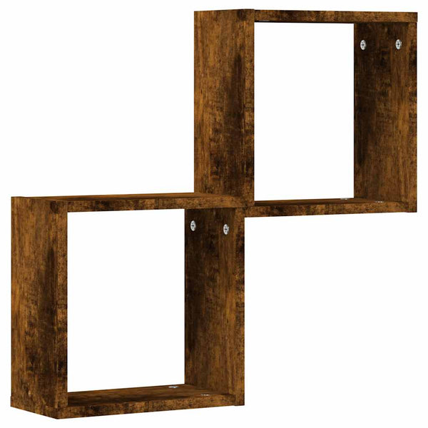 Wandwürfelregale aus geräucherter Eiche Annemona 30x15x30cm (2 Stück)