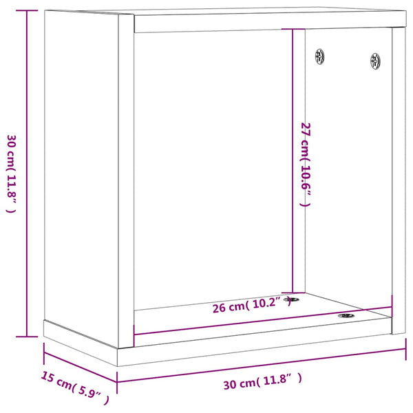 Ruskea tammi kuutioseinähyllyt Annemona 30x15x30cm (6 kpl)