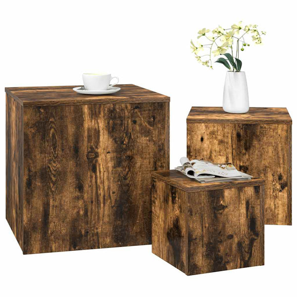 Beistelltische Sp (3 Stk. Räuchereiche Holz)