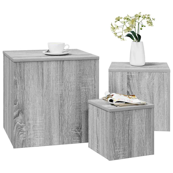 Graue Beistelltische Sp (3 Stk., Sonoma-Holz)