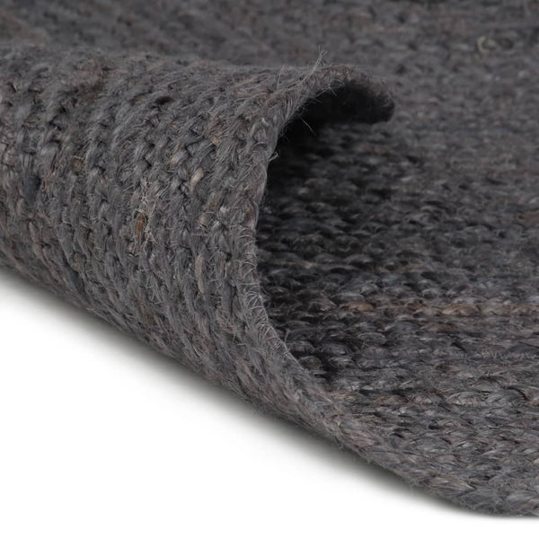 Dunkelgrauer handgefertigter runder Jute-Teppich Akel 240cm
