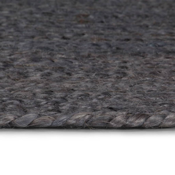 Dunkelgrauer handgefertigter runder Jute-Teppich Akel 240cm