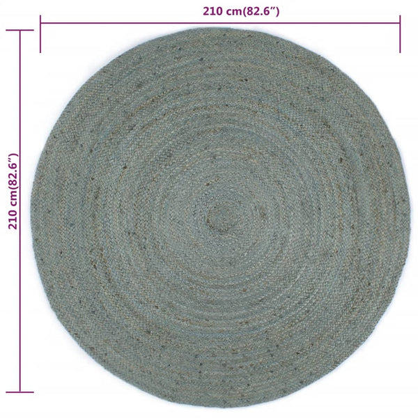 Olivgrüner handgefertigter runder Jute-Teppich Akel 210cm