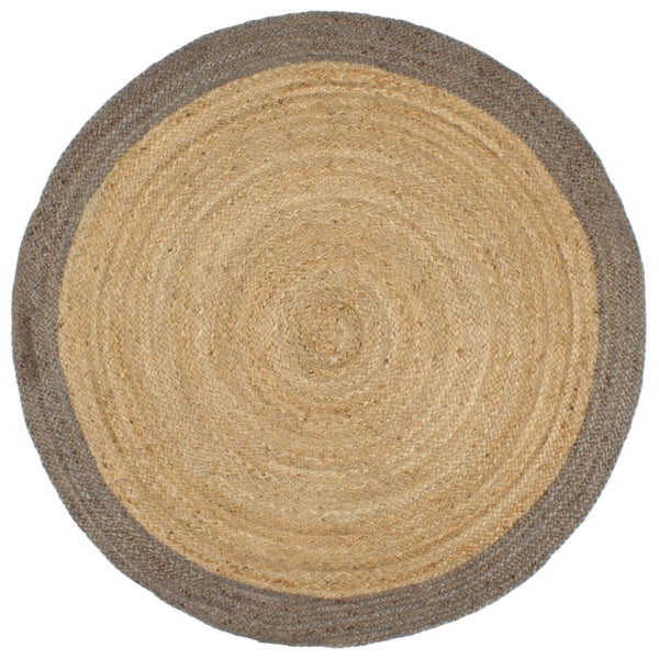 Grauer handgemachter runder Jute-Teppich Stamatie 210cm