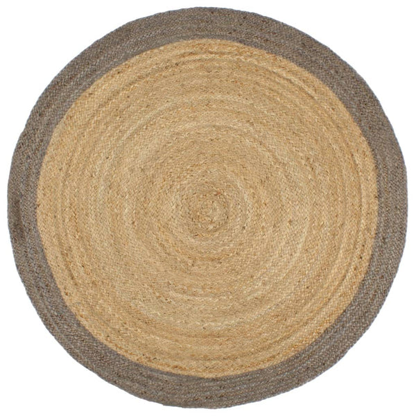 Grauer handgefertigter runder Jute-Teppich Stamatie 240cm